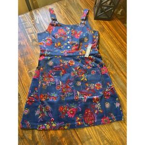 ModCloth Dress Padma Paisley Navy Corduroy Pinafore Medium Jumper NWT